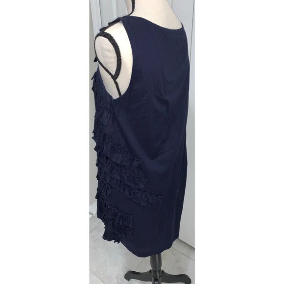 J. Crew Ruffled Sleeveless Navy Dress- S/M - Picture 2 of 7